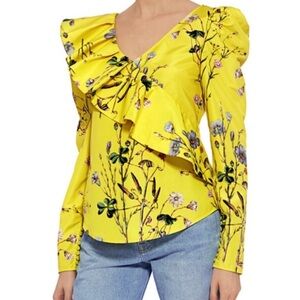 Self-Portrait Floral Top Yellow Size 2